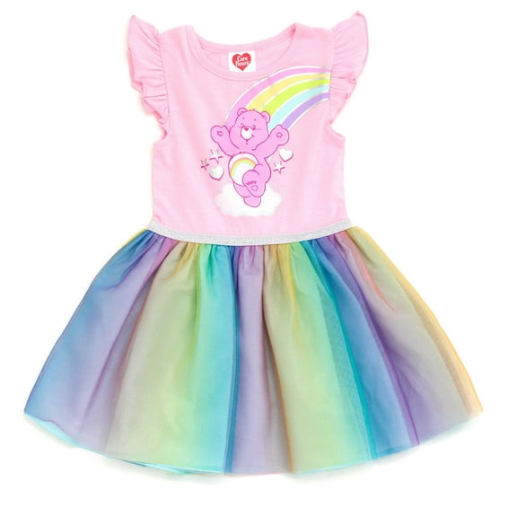 Care Bears Cheer Bear Rainbow Tulle Dress Toddler to Big Kid