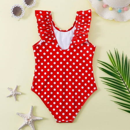 

kpoplk Swimsuit For Girls Bikini Swimsuit Summer Swimwear Set Hollow Girls Kids Ruffles Outfits Infant Swimsuits For Girls(Red)