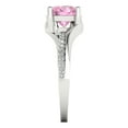 thumbnail image 3 of 1.71 ctw Solitaire with Zirconia Diamond Accents Anniversary Ring for Women | Round Cut Simulated Pink Diamond | Hyperallergenic Solid 18K White Gold, 3 of 5
