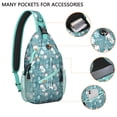 thumbnail image 2 of Sling Backpack,Blue Christmas Polar Bear Pattern Sling Bag with Water Bottle Holder,Waterproof Sling Bag for Men/Women with Headphone Jack for Hiking,Travel, 2 of 6