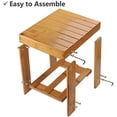 thumbnail image 5 of Bamboo Bench Stool, 10 inch Wooden Foot Step Stool for Bedroom Kitchen Mudroom Foyer Entryway Small Bench Shoe Stool, 5 of 8