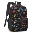 thumbnail image 2 of Game Controller Black Pattern 17" School Backpacks for Teens,Waterproof Oxford Fabric,S-Shape Padded Straps for School,Travel,Hiking,Camping, 2 of 6