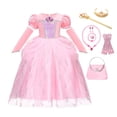 thumbnail image 1 of Vestido de princesa Ariel de La Sirenita de Disney, disfraces de Cosplay para niñas pequeñas, ropa para niños, fiesta de cumpleaños, 7-8T(140) Gao Jinjia LED, 1 of 2