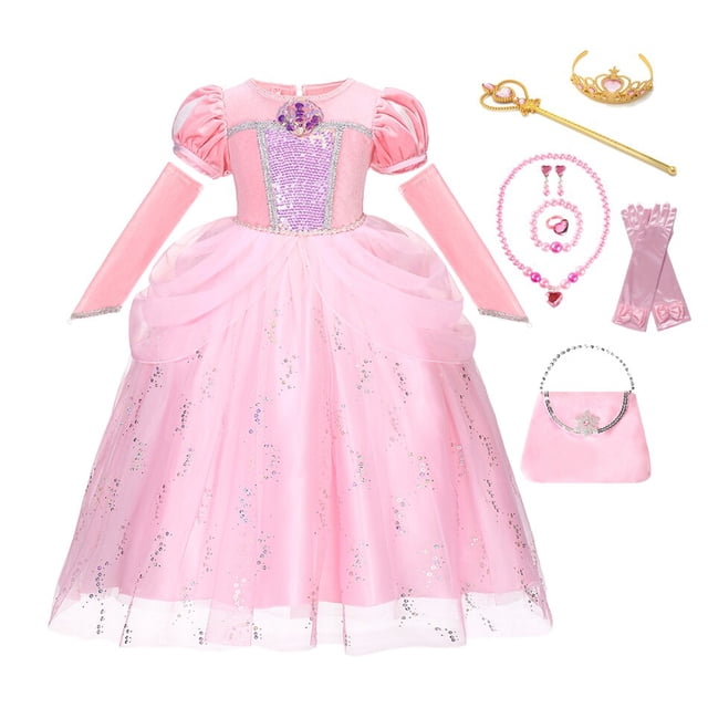Vestido de princesa Ariel de La Sirenita de Disney, disfraces de Cosplay para niñas pequeñas, ropa para niños, fiesta de cumpleaños 9-10T(150) Gao Jinjia LED