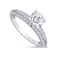 thumbnail image 2 of 1 3/4 Carat 6.5MM Round Cut Lab Created Moissanite Diamond Solitaire Triple Row Engagement Ring for Women In 14K White Gold Over Sterling Silver (VVS1 Clarity, 1.75 Cttw)-6, 2 of 5