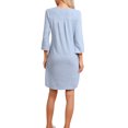 thumbnail image 3 of INSPIRE CHIC Womens Long Sleeve Nightshirt Button Down Nightgown Knit Strechy Soft Sleep Dress S Blue, 3 of 6