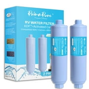 2-Pack PrimaPure RV Inline Water Filter KDF Activated Carbon Replacement for Camco 40043 Standard Water Hose, Garden Hose, Camping with 1 Flexible Hose