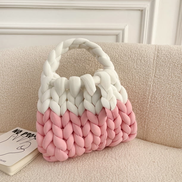 Bolsos Con Asa Superior Bolsas con asa superior para mujer Bolsa de diseño tejido Bolsa simple de lana islandesa (rosa) Ndcxsfigh Para Estrenar