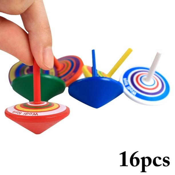 16PCS Spinning Top Wooden Stress Relief Mini Spin Top Spinning Toy for Kids
