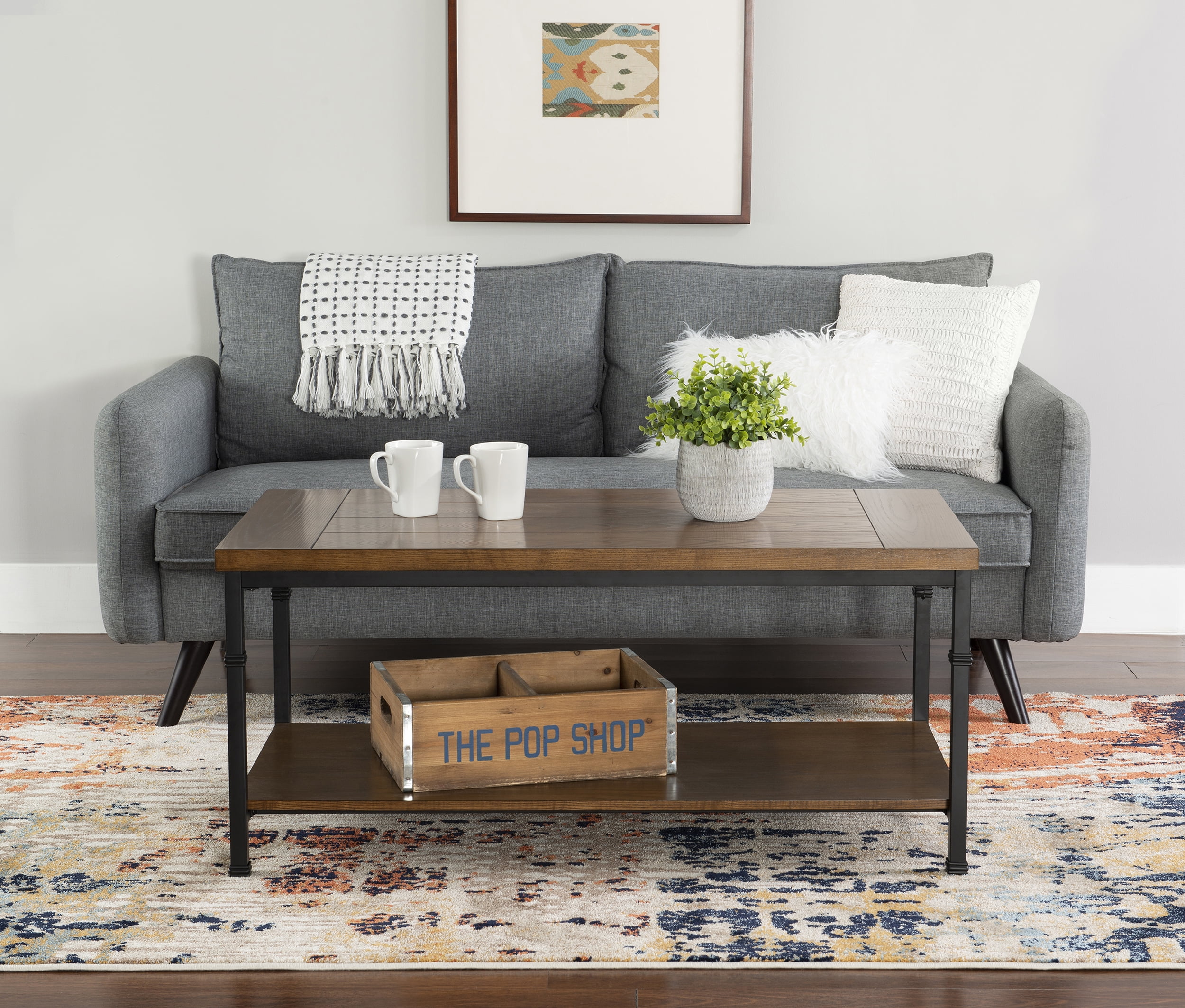 Linon Austin Coffee Table, Black, Ash Veneer, 20 inch Tall