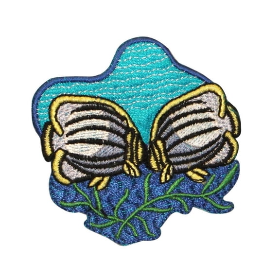 ID 0220 Tropical Butterfly Fish Mates Patch Fishing Iron On Badge Applique