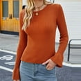 thumbnail image 2 of Herrnalise Women's Knitted Crop Tops Autumn And Winter Solid Color Bottoming Shirts Long Sleeve Sweaters Knit Sweaters Round Neck Tops Pullover Jumper Sweaters, 2 of 8
