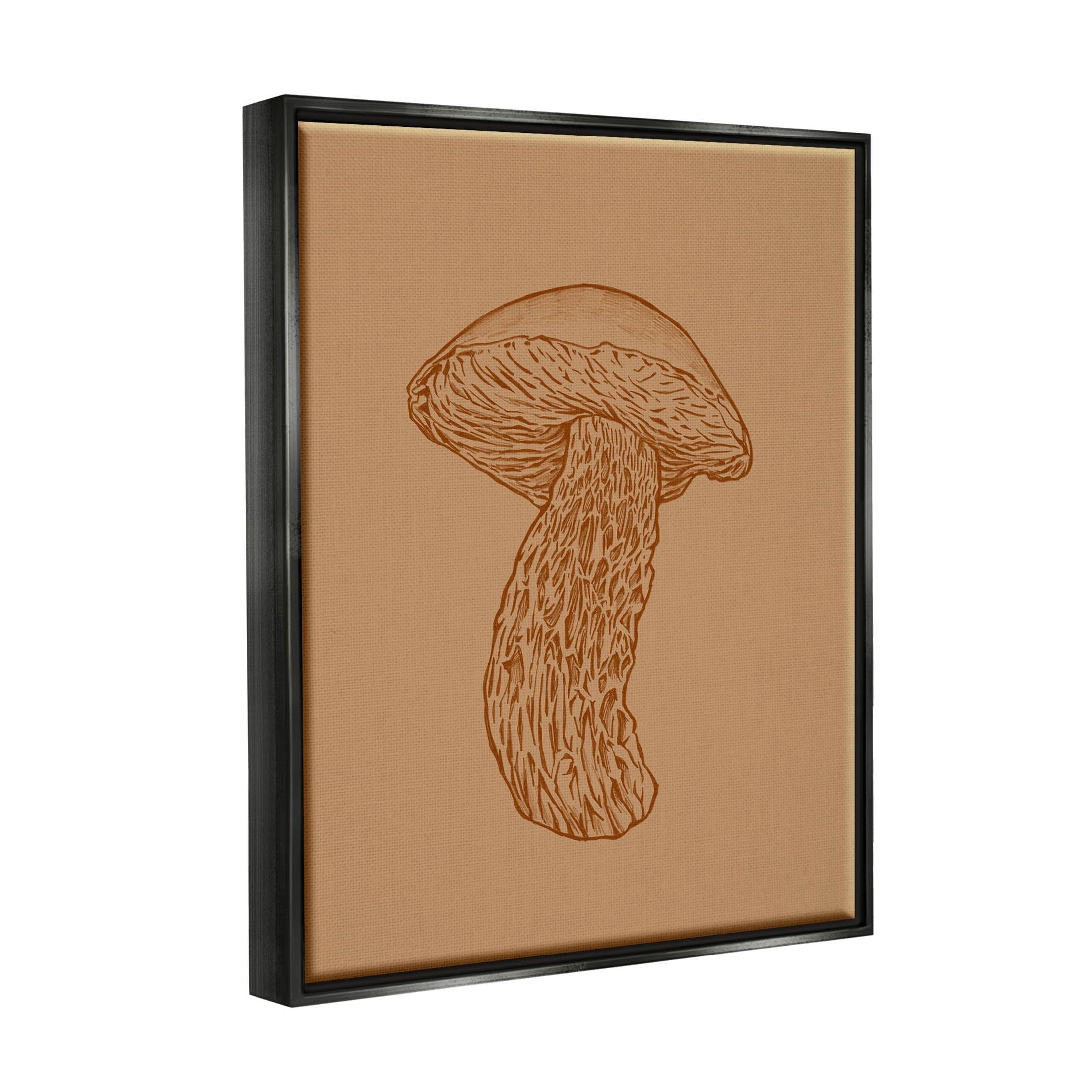 Stupell Industries Intricate Mushroom Nature Study Graphic Art Jet Black Floating Framed Canvas Print Wall Art, Design by Ziwei Li