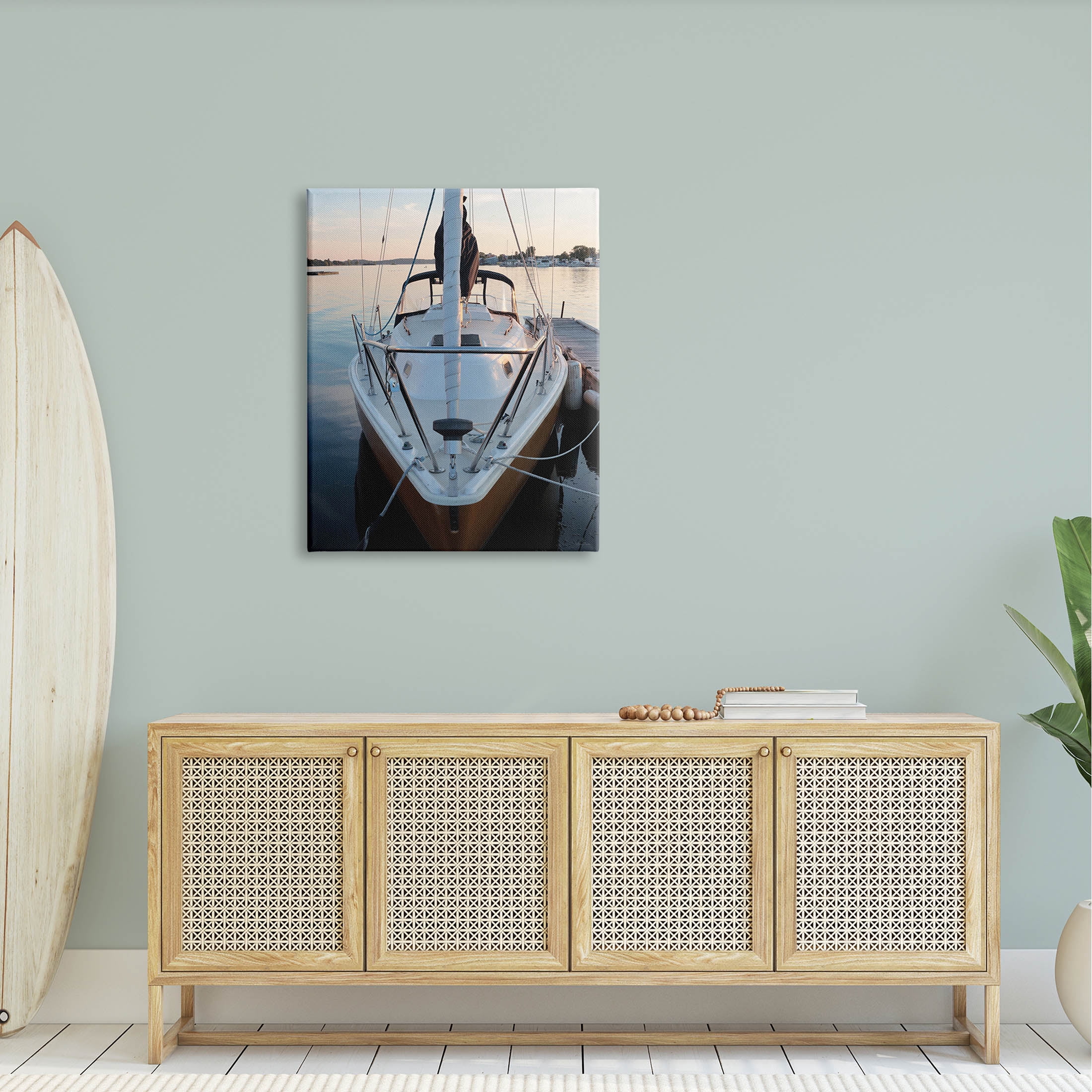 Boat Mast Ocean Marina Transportation Photograph Gallery Wrapped Canvas Print Wall Art
