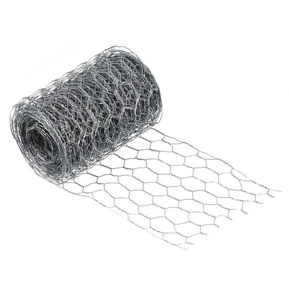Unique Bargains 236' x 4' Chicken Wire Net Floral Wire Netting Hexagonal Mesh Galvanized Iron, Silver Tone