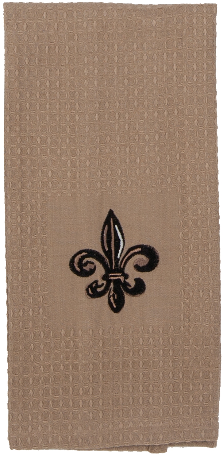 100/% Cotton Waffle Weave with Embroidered Design /"Fleur de Lis/" Dish Towel