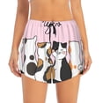thumbnail image 2 of Picia Cute Cats Pattern Women's 2 in 1 Athletic Running Shorts High Waisted Workout Casual Gym Sweat Shorts with Comfy Liner Zipper Pockets-, 2 of 9