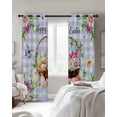 thumbnail image 2 of Easter Eggs Blackout Curtains 90 Inch Length 2 Panels Set for Living Room Bedroom, Watercolor Flowers Plants Eggs Butterfly Blue Plaid Privacy Window Treatment Thermal Black Out Drapes 52"x90", 2 of 8