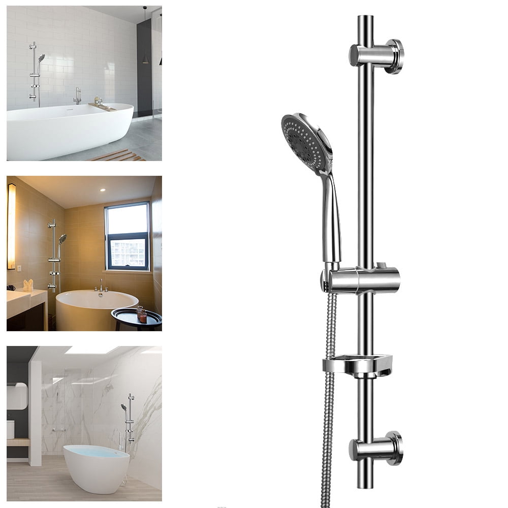 NEW ADJUSTABLE CHROME MULTI MODES HANDSET SHOWER SLIDER RISER RAIL KIT HEAD SET