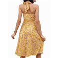 thumbnail image 2 of Robe d'Été Sans Manches Portefeuille à Col en V à Fleurs pour Femme, Mini, Jaune, TTG, 2 of 5