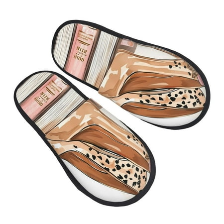 Ocsxa Mens Womens Cozy Memory Foam Scuff Slippers Slip On Warm House Shoes Indoor/Outdoor-Stylish High Heels On Books