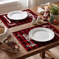thumbnail image 6 of Smile Buffalo Check Plaid Placemats 12 x 18 Inch Set of 4, Black and Red, 6 of 7