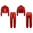 thumbnail image 1 of Runhomal Youth Boys Girls Jazz Hip Hop Dance Costume Metallic Streetwear Bomber Jacket and Sweatpants Set Red 14, 1 of 6