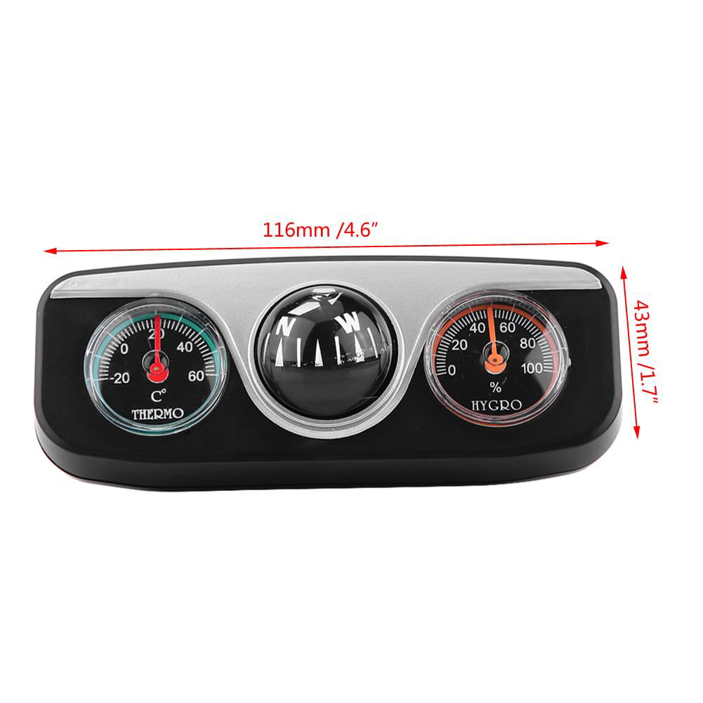 3 in 1 Navigation Direction Compass Thermometer Hygrometer Universal Dash Mount Compass for Car Truck Marine Boat Car Compass 