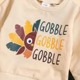 thumbnail image 5 of HCNTES Baby Boy Winter Clothes 6 12 18 24 Months 2T 3T Thanksgiving Outfits Long Sleeves Cartoon Letter GOBBLE Print Shirt Tops Sweatshirt Elastic Pants Set, 5 of 7
