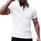 thumbnail image 2 of Ceisia Men's Regular Fit Contrast Trim Jacquard Short Sleeve Turndown Collar Casual Polo Shirt Gifts, 2 of 9