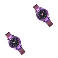 thumbnail image 4 of Qarigey Reloj con hebilla magnética Universal, relojes luminosos de cuarzo, espejo de cristal, fuerte succión, reloj de de moda, caja de Púrpura 2Conjunto, 4 of 6