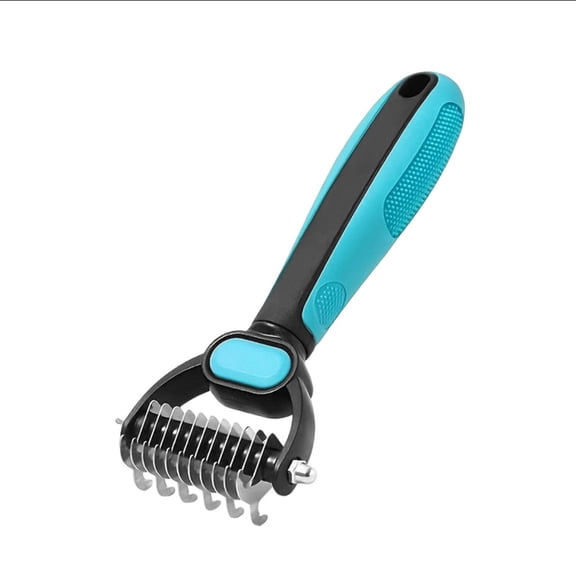 Double-Sided Dog Cat Grooming Rake – Self-Cleaning Undercoat Deshedding Brush With Stainless Steel Pins & Ergonomic Handle, Pet Dematting Shedding Comb New