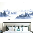 thumbnail image 1 of Ink Painting Mountain Wall Art Decor, Abstract Landscape Chinese Style Watercolor Sunset Vinyl Wall Decals Eco-Friendly Reusable & Repositionable for Home Decoration Smooth, 1 of 8