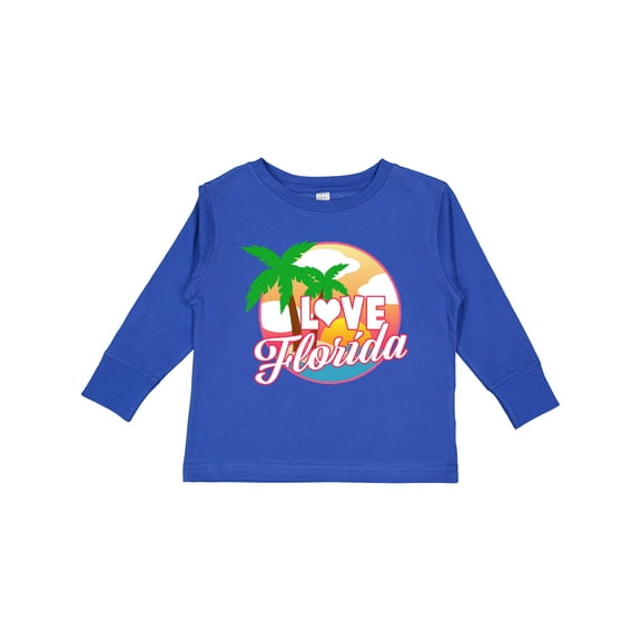 Inktastic I Love Florida with Ocean and Palm Trees Boys or Girls Long Sleeve Toddler T-Shirt