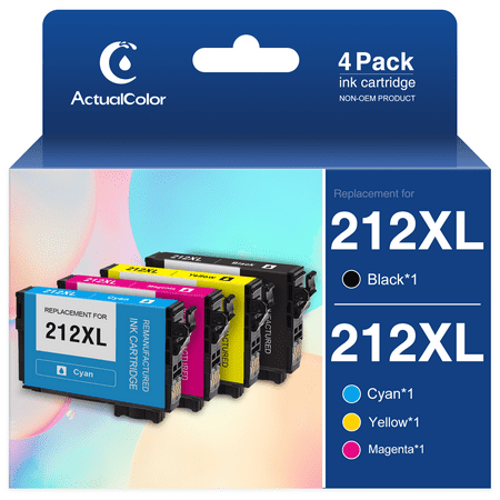 212XL 212 XL Ink Cartridges for Epson 212 XL 212XL T212XL T212 Combo Pack for Workforce WF-2850 WF-2830 Expression Home XP-4100 XP-4105 Printer (Black, Cyan, Magenta, Yellow, 4 Pack)