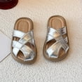 thumbnail image 4 of Viluyesy Girls Slide Sandals Kids Summer Criss Cross Open Toe Slip On Lightweight Casual Shoes Gray Size 12.5 Little Kids, 4 of 6