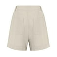 thumbnail image 5 of Mlqidk Khaki Linen Shorts Women Dressy Casual Bermuda Shorts Wide Leg High Waisted Chino Shorts with Pockets Trendy Summer Khaki M, 5 of 7