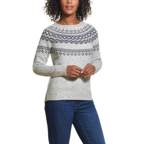 Weatherproof Vintage Ladies' Fairisle Sweater/Light Grey/Small