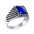 thumbnail image 4 of Bling Jewelry Mens Classic Brick Accent Rectangle Blue CZ Signet Ring Oxidized Sterling Silver, 4 of 4
