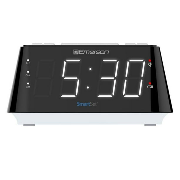 Emerson Wireless Charging Alarm Clock with Indoor Thermometer Walmart