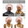 thumbnail image 4 of Satin Bonnet for Sleeping, Double Layer Hair Bonnet with Elastic Tie Band, Soft Night Cap for Curly and Straight Hair(Peach pink Cherry), 4 of 13