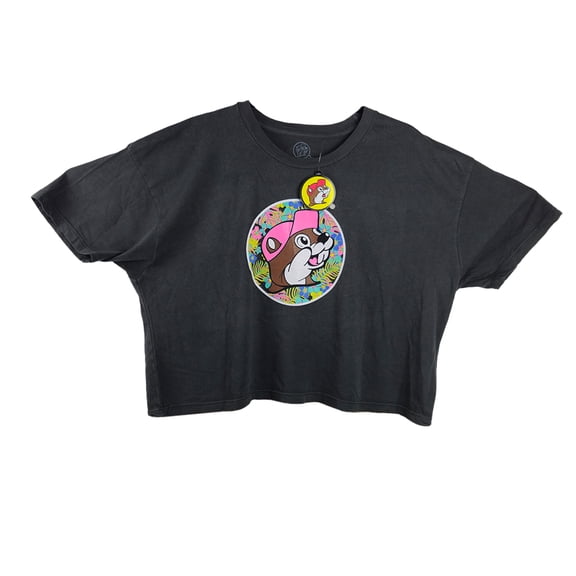 Ceybo Women's Gray Crop Top, Casual Short Sleeve Tee with Logo Print, 100% Cotton, Size XL