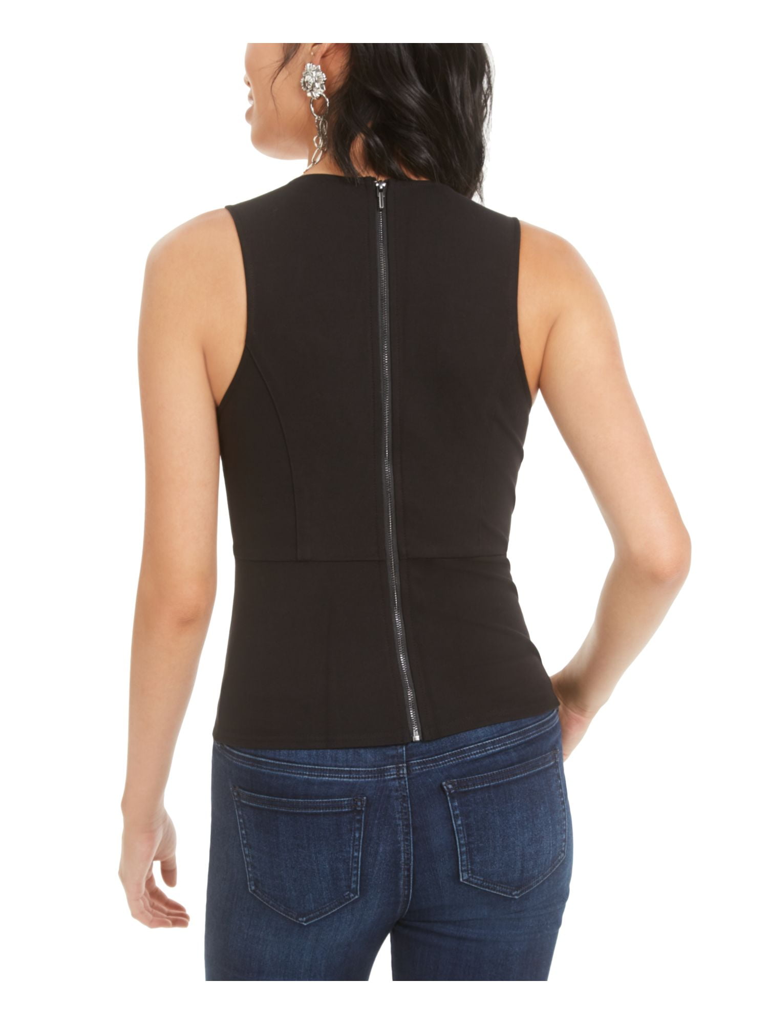 black sleeveless peplum top