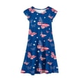 thumbnail image 6 of Girls Short Sleeve Ruffled Dress 4th of July Outfits for Girls, Red White Blue Print Summer Sundress Casual Playwear 9-10 Years, 6 of 6