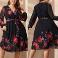 thumbnail image 4 of Qiopertar Robe Longue Décontractée Sexy Mode Imprimée Col en V Grande Taille en Solde à Moins de 5$ en Solde, 4 of 9
