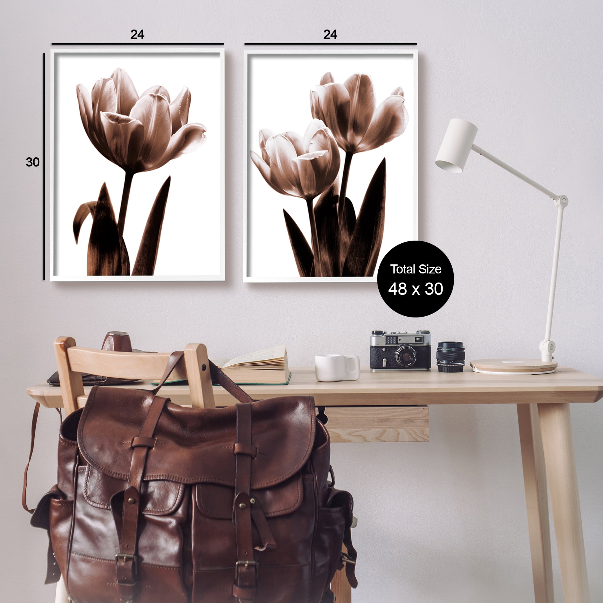 Stupell Industries Modern Tulip Silhouettes Botanical & Floral Photography White Framed Art Print Wall Art, 24 x 30, Set of 2