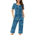 thumbnail image 5 of Censtreet Women's Pajama Sets Short Sleeve Sleepwear Round Neck Pj Loungewear Top and Capri Pants with Pockets, 5 of 6