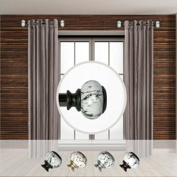 Domovina Kiara 1-inch Side Curtain Rod 12-20 Inches (Set of 2)-Color:Black