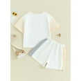 thumbnail image 5 of Suealasg Kids Boys Summer Outfits Set 6M 1T 2T 3T 4T Toddler Baby Boys Short Sleeve Letter Print T-Shirt Tops Contrast Color Shorts Set 2PCS Casual Clothing for Little Boys, 5 of 9