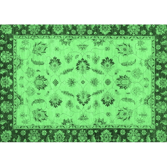 Ahgly Company Indoor Rectangle Oriental Emerald Green Traditional Area Rugs, 2' x 4'